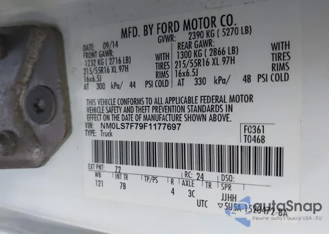 2015 Ford Transit Connect Xlt from USA, damaged, VIN NM0LS7F79F1177697